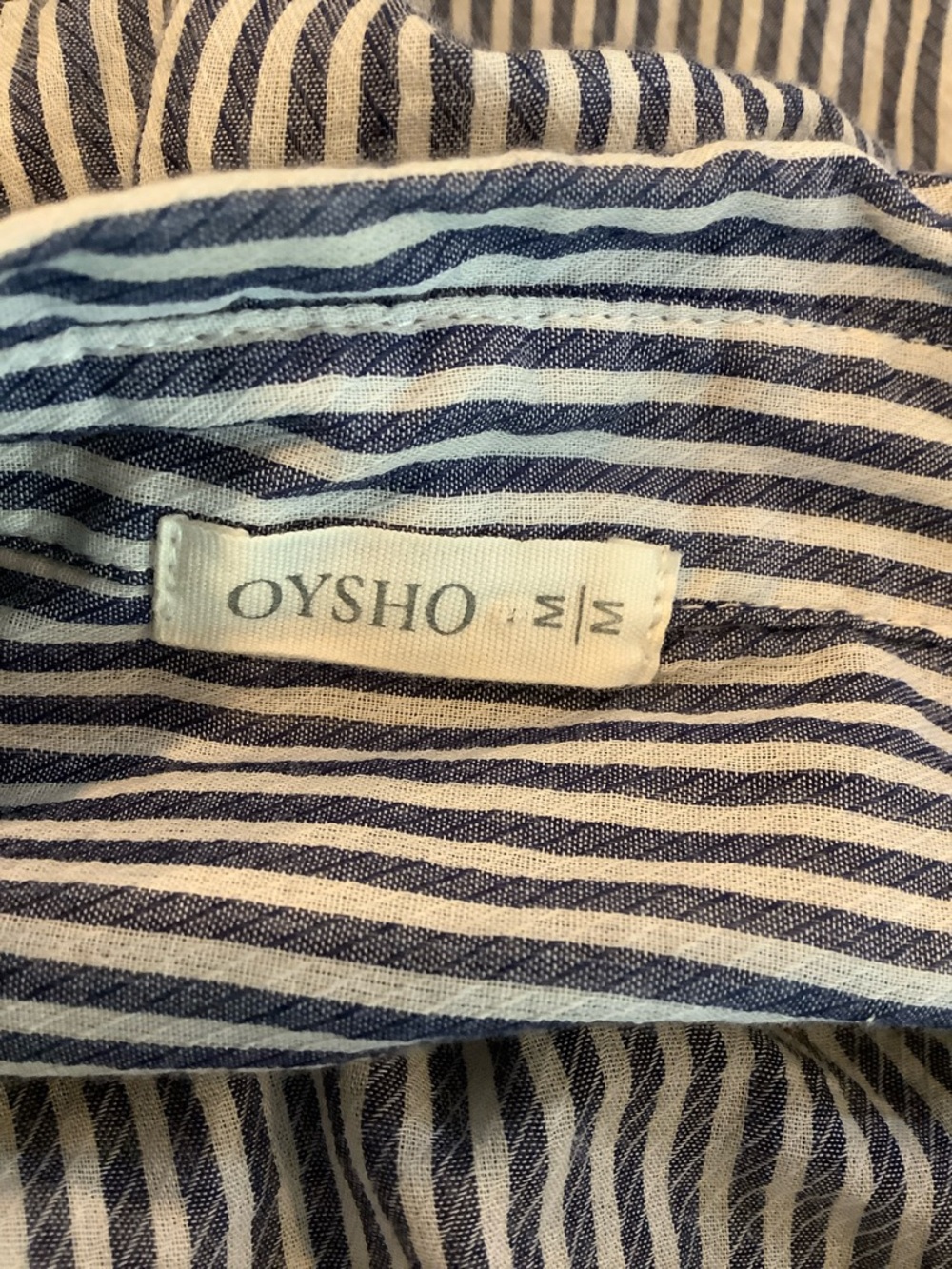OYSHO 100% Cotton Blue/White Striped Coastal Grandma Beachy Maxi Dress M - Picture 6 of 8